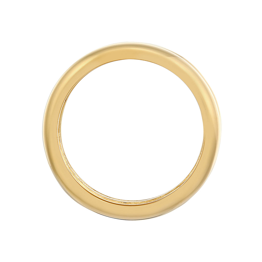 Gold Cincin Perhiasan Perak 925 Wanita Band Domed Chunky Basic Trend Gold Plated