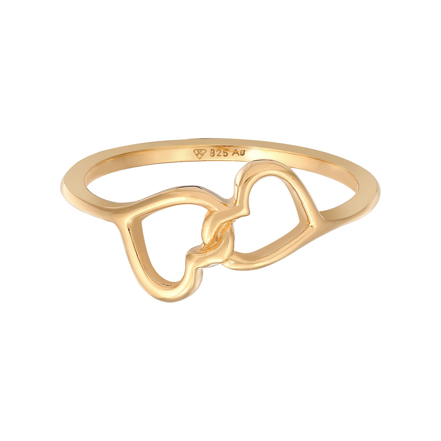 Gold Cincin Perhiasan Perak 925 Wanita Heart Connected Filigree Gold Plated