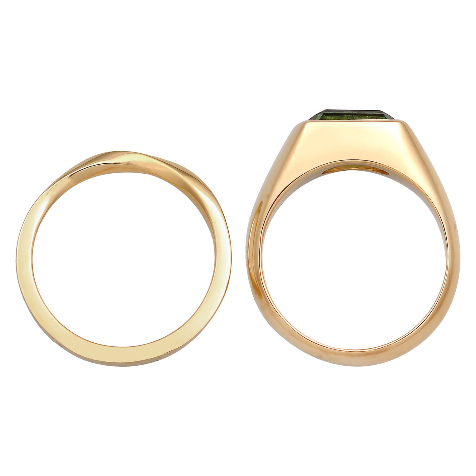 Gold Cincin Perhiasan Perak 925 Wanita Signet Classic Set Of 2 Quartz Gemstone Gold Plated