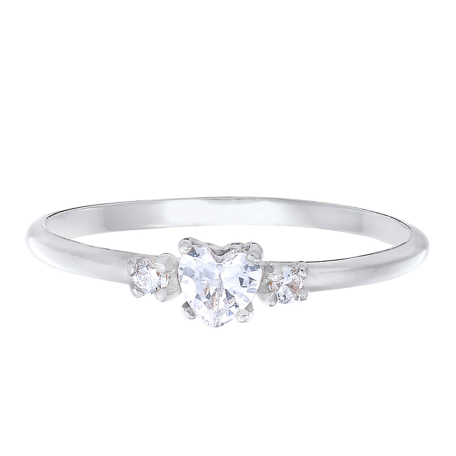 White Perhiasan Wanita Perak Asli - Silver Cincin Engagement Ring Heart Zirconia Crystal