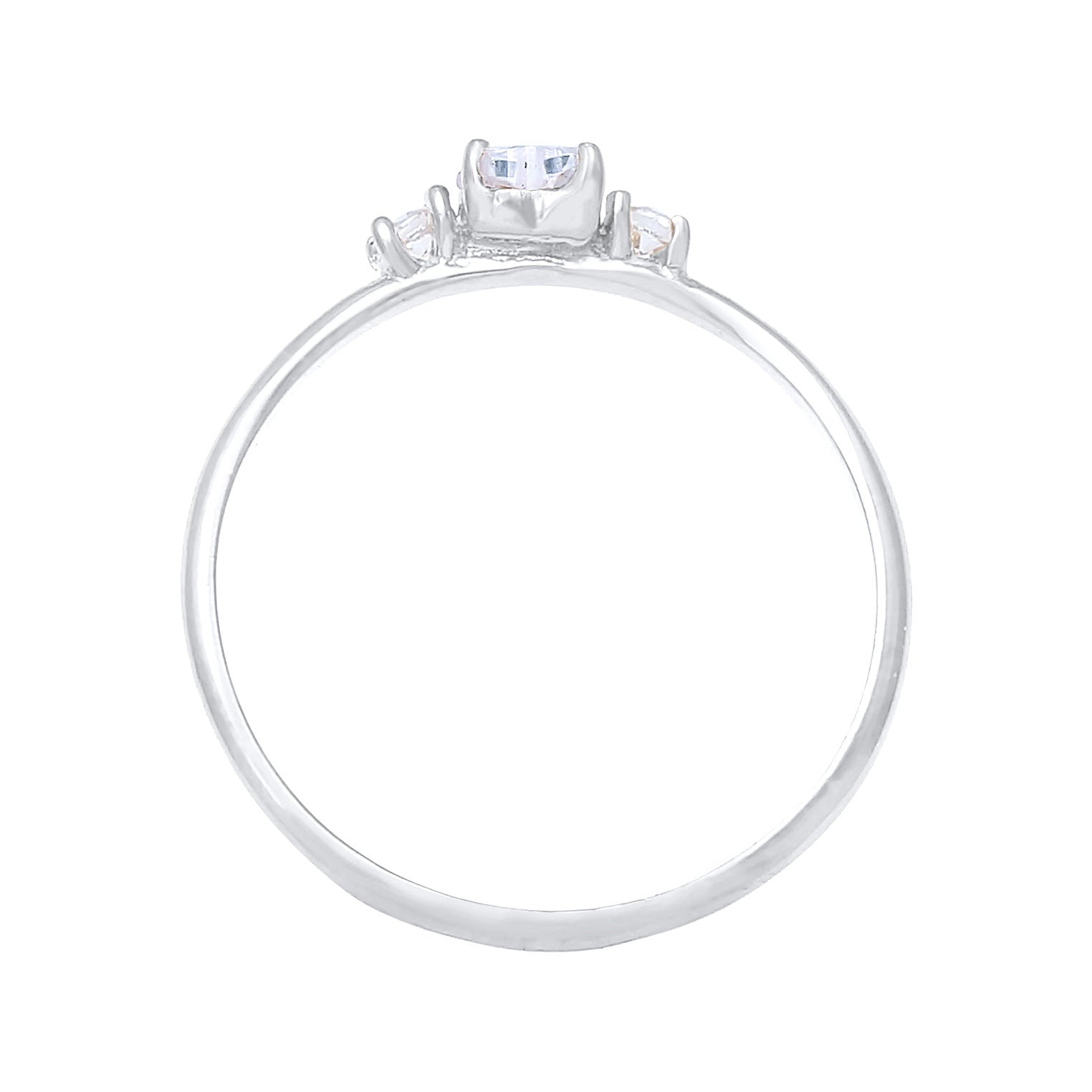White Perhiasan Wanita Perak Asli - Silver Cincin Engagement Ring Heart Zirconia Crystal