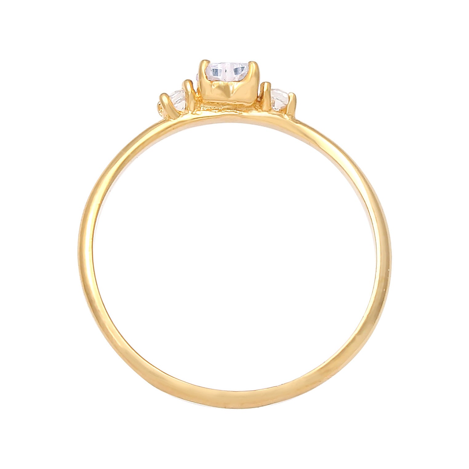 Gold Cincin Perhiasan Perak 925 Wanita Engagement Ring Heart Zirconia Crystal Gold Plated