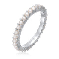 Silver Perhiasan Wanita Perak Asli - Silver Cincin Band Memoire Pearl