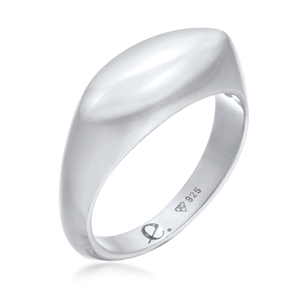 Silver Cincin Perhiasan Perak 925 Wanita Signet Marquise Design Basic