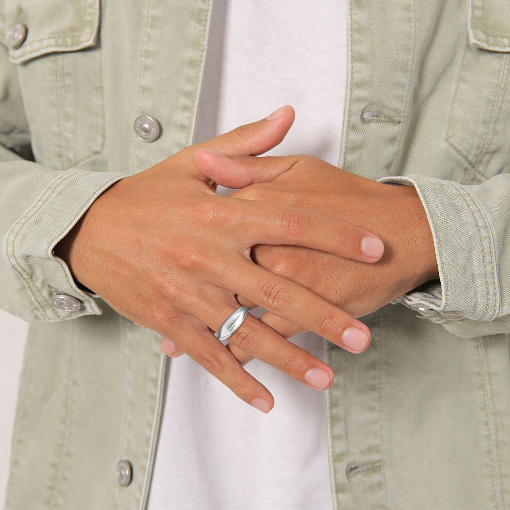 Silver Cincin Perhiasan Perak 925 Wanita Signet Marquise Design Basic