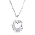 Silver Kalung Perhiasan Perak 925 Wanita Circle Pendant Rings Sparkling Zirconia Crystals