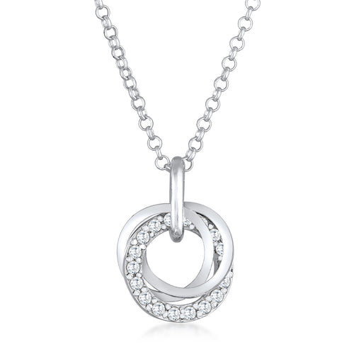 Silver Kalung Necklace Perak 925 Wanita Bulat Zirconia Korea Style