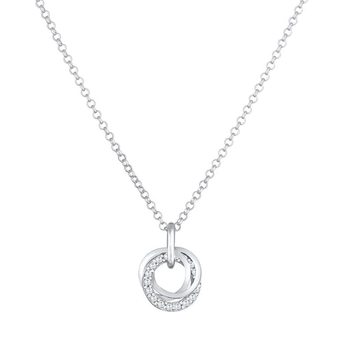 Silver Kalung Necklace Perak 925 Wanita Bulat Zirconia Korea Style