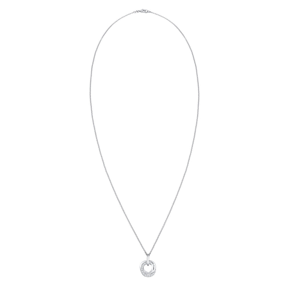 Silver Kalung Perhiasan Perak 925 Wanita Circle Pendant Rings Sparkling Zirconia Crystals