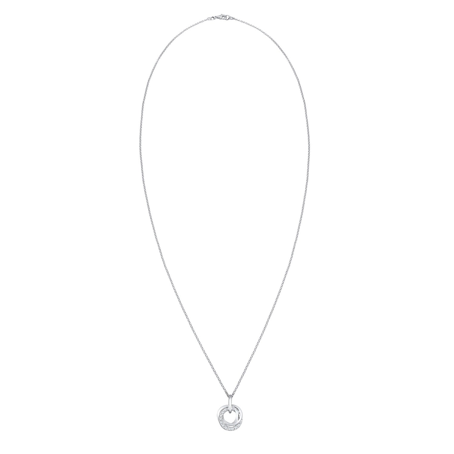 Silver Kalung Perhiasan Perak 925 Wanita Circle Pendant Rings Sparkling Zirconia Crystals