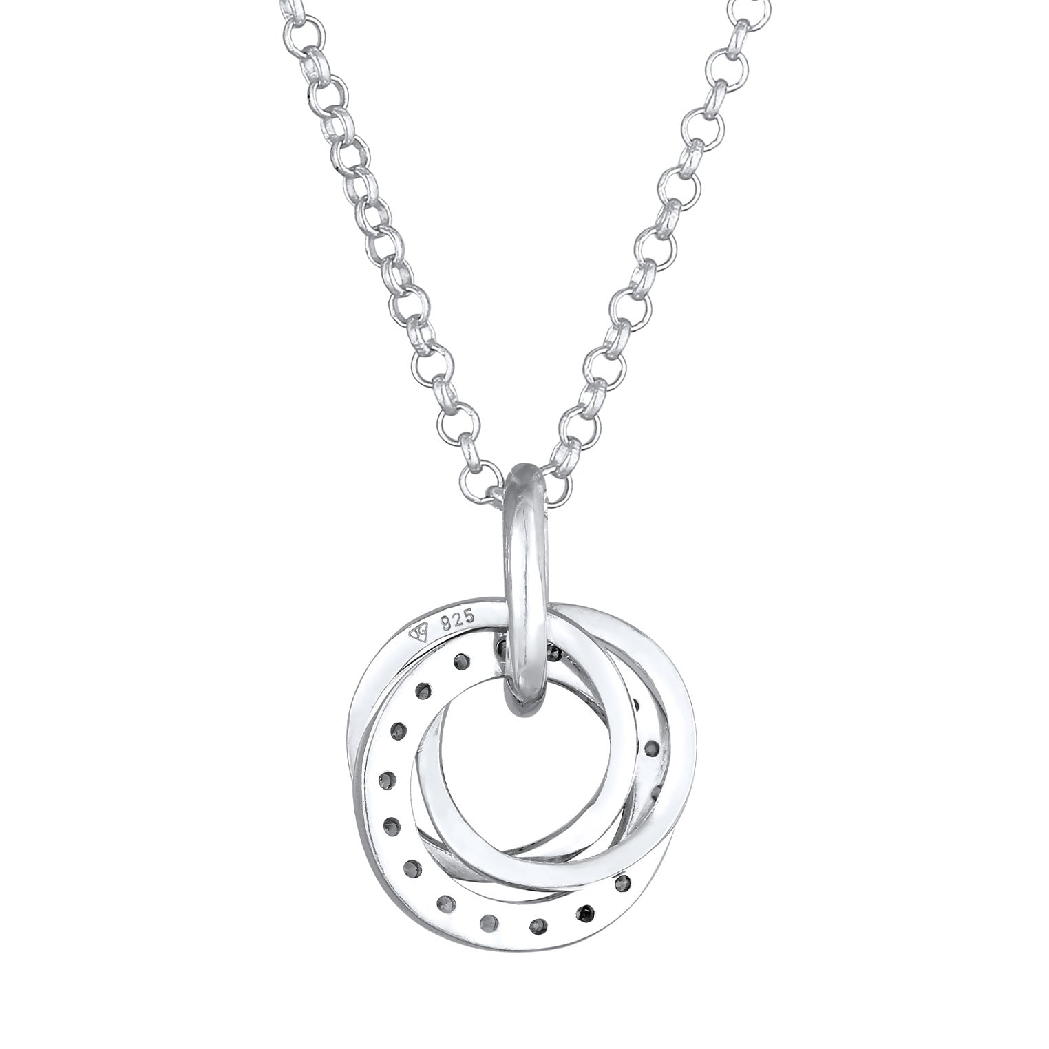 Silver Kalung Perhiasan Perak 925 Wanita Circle Pendant Rings Sparkling Zirconia Crystals