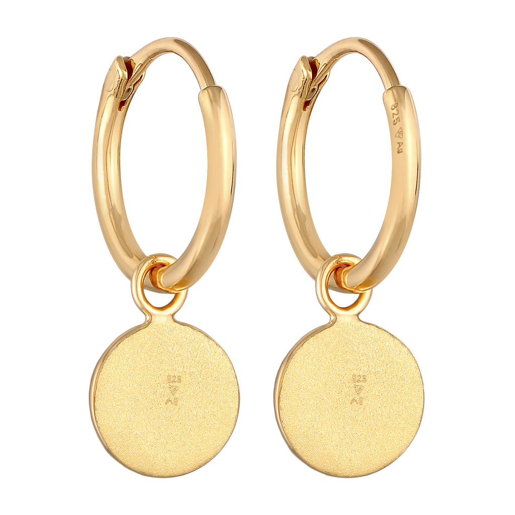 Gold Anting Perhiasan Perak 925 Wanita Creoles Coin Sun Round Gold Plated