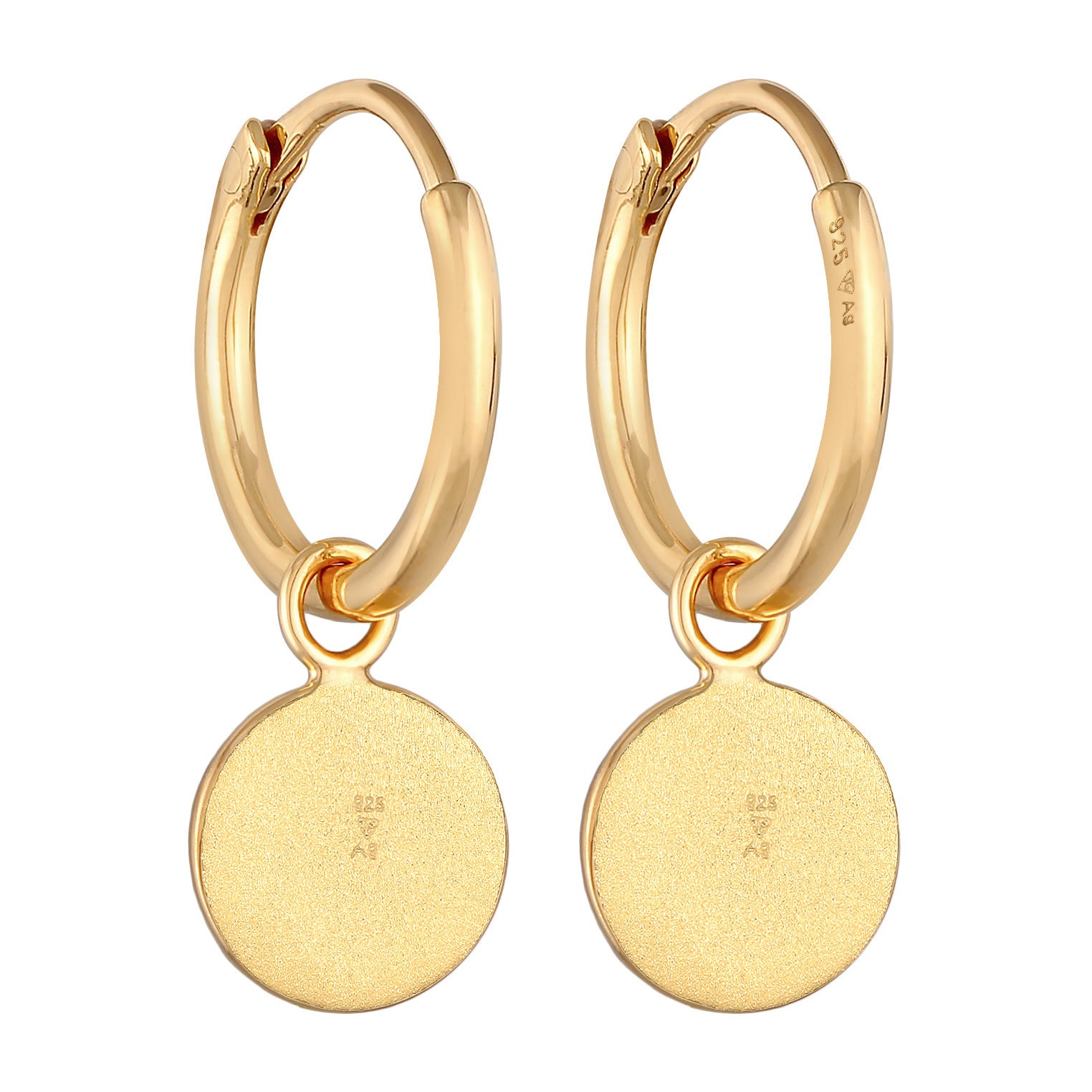 Gold Anting Perhiasan Perak 925 Wanita Creoles Coin Sun Round Gold Plated