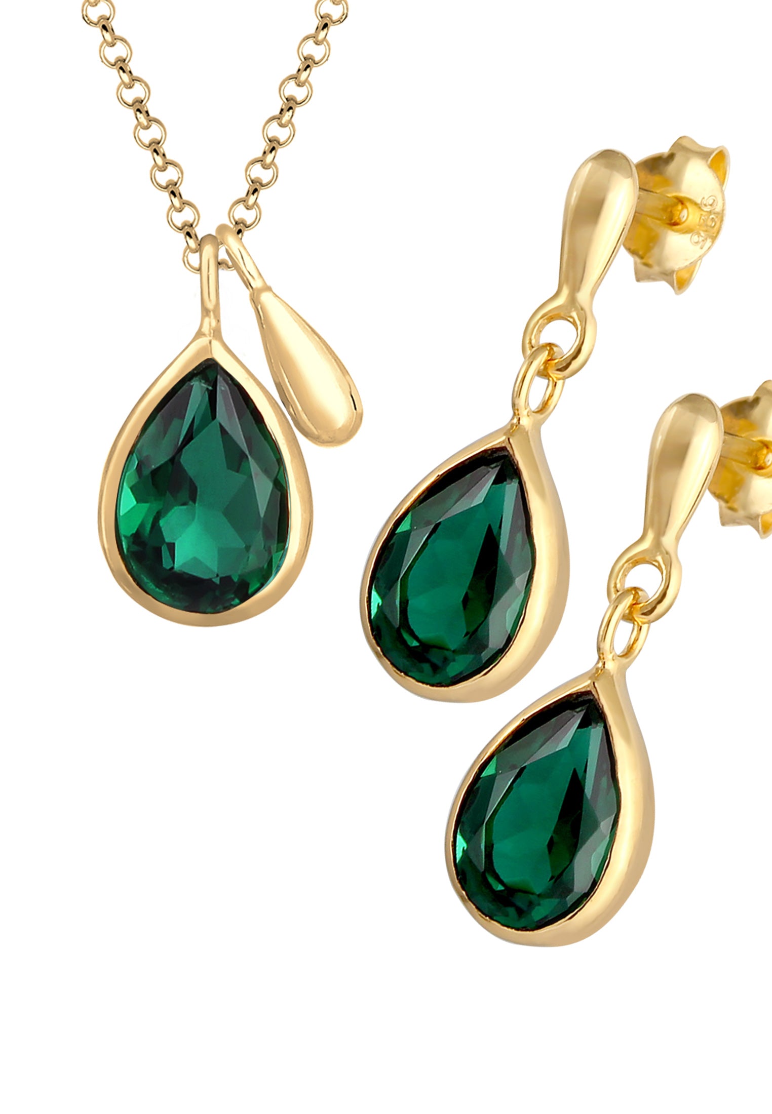 Gold Perhiasan Wanita Perak Asli - Silver Perhiasan Set Drop Pendant Quartz Gemstones Gold Plated