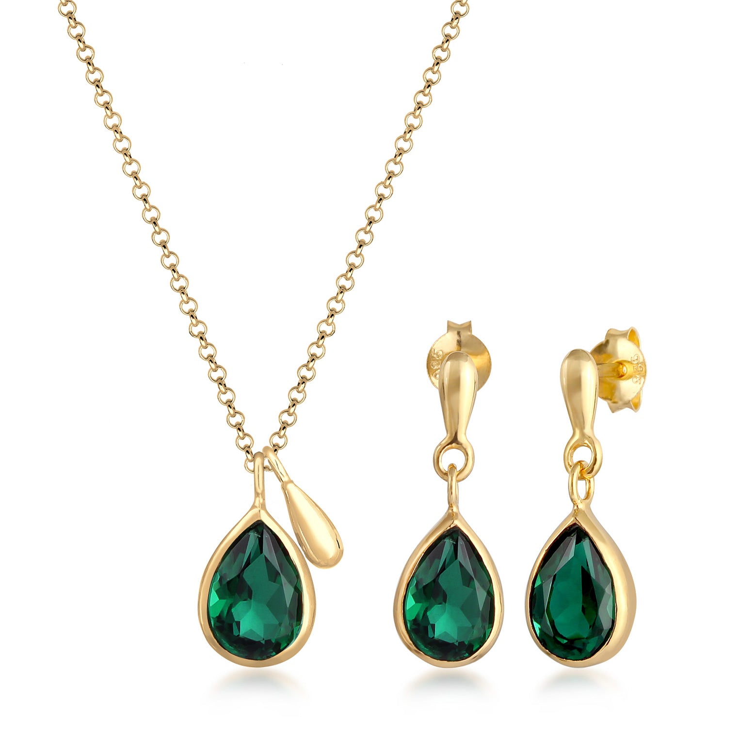 Gold Perhiasan Wanita Perak Asli - Silver Perhiasan Set Drop Pendant Quartz Gemstones Gold Plated
