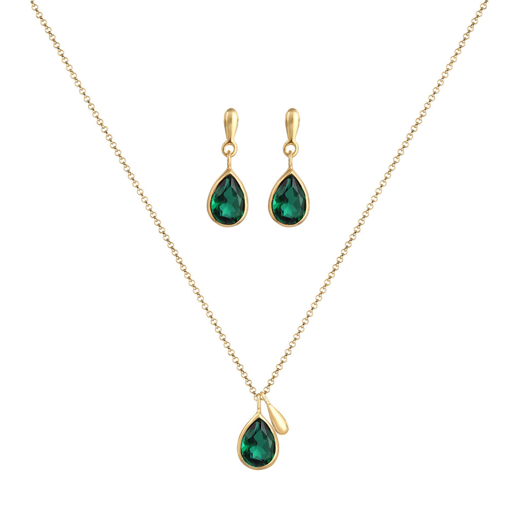 Gold Perhiasan Wanita Perak Asli - Silver Perhiasan Set Drop Pendant Quartz Gemstones Gold Plated