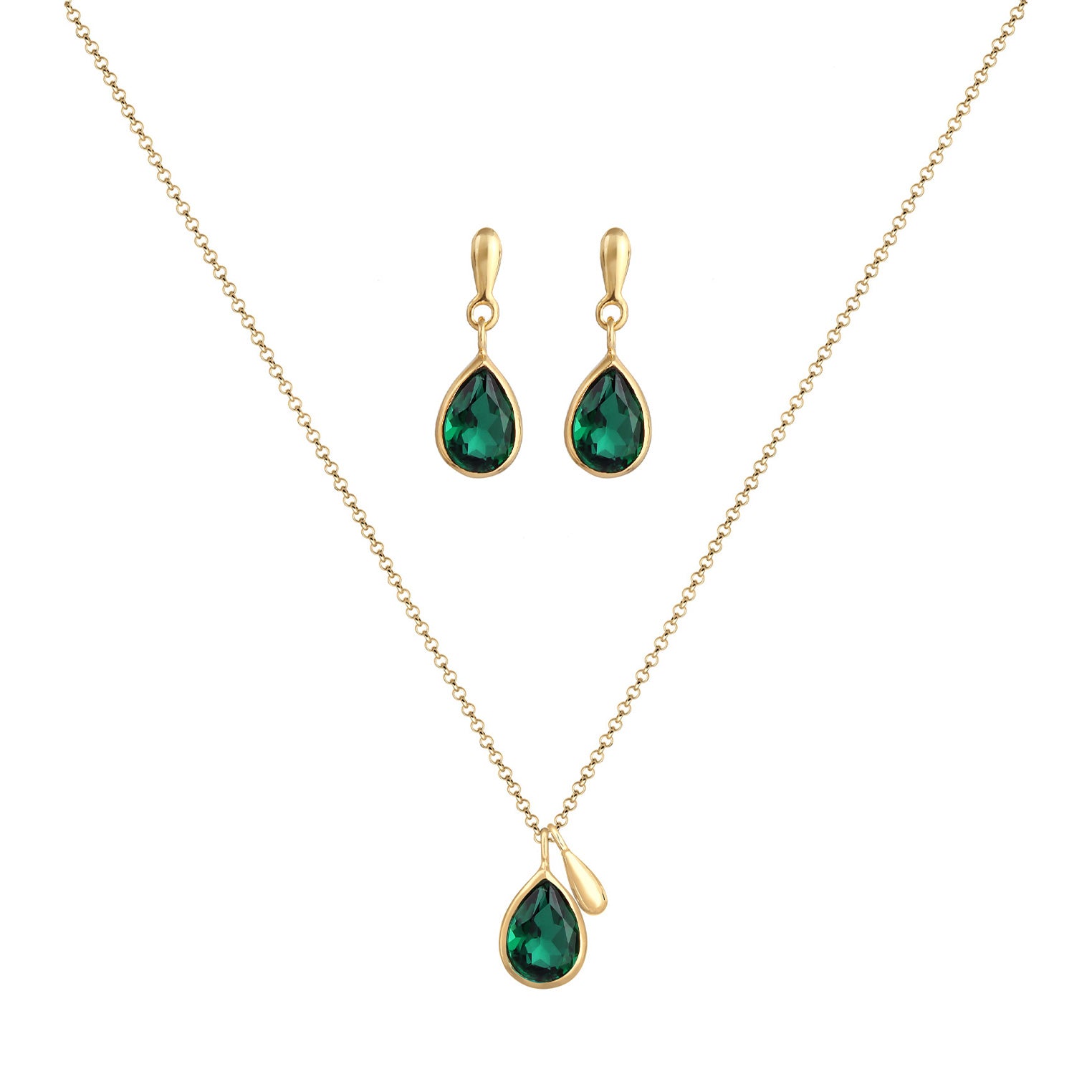 Gold Perhiasan Wanita Perak Asli - Silver Perhiasan Set Drop Pendant Quartz Gemstones Gold Plated