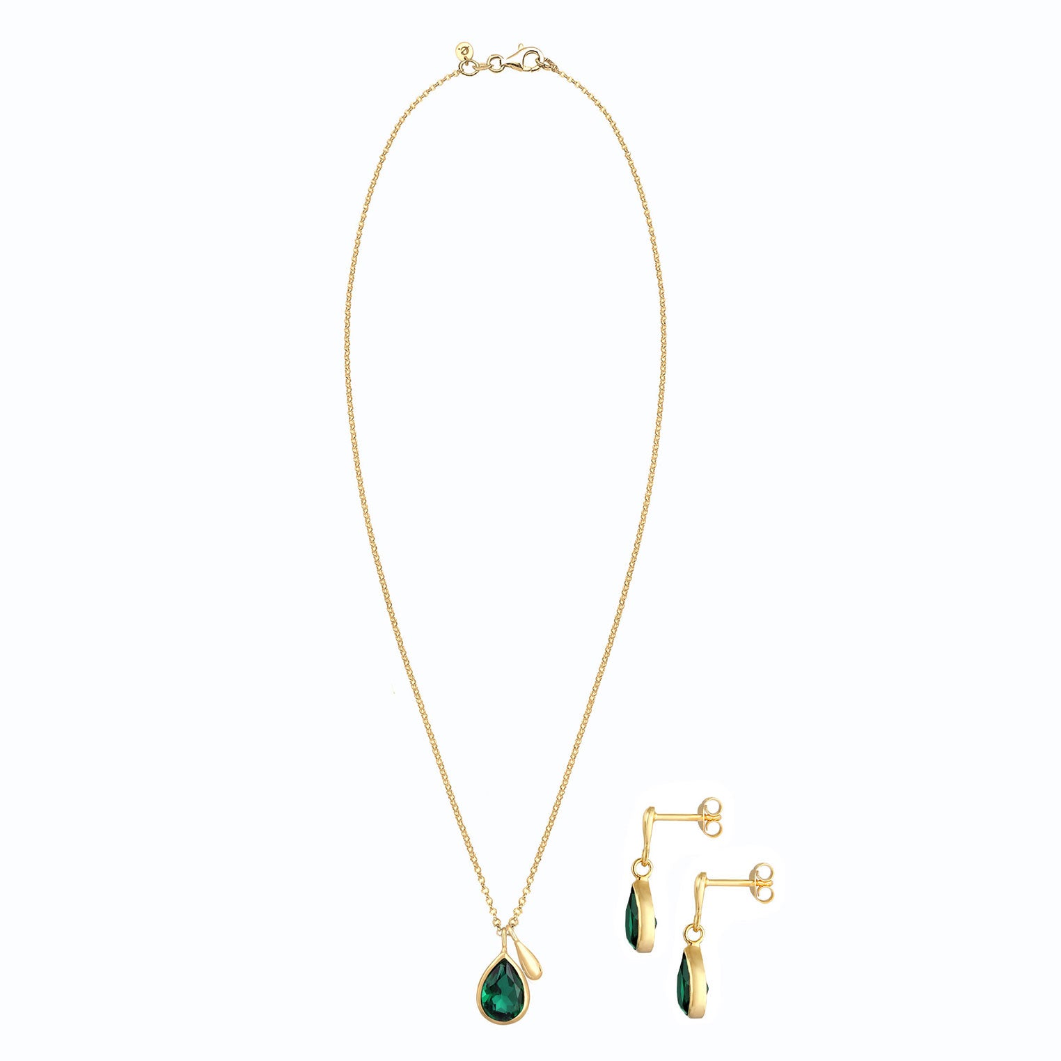 Gold Perhiasan Wanita Perak Asli - Silver Perhiasan Set Drop Pendant Quartz Gemstones Gold Plated