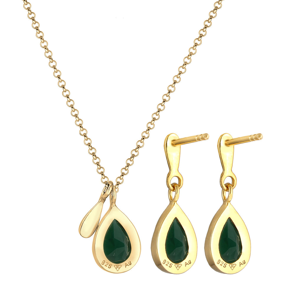 Gold Perhiasan Wanita Perak Asli - Silver Perhiasan Set Drop Pendant Quartz Gemstones Gold Plated