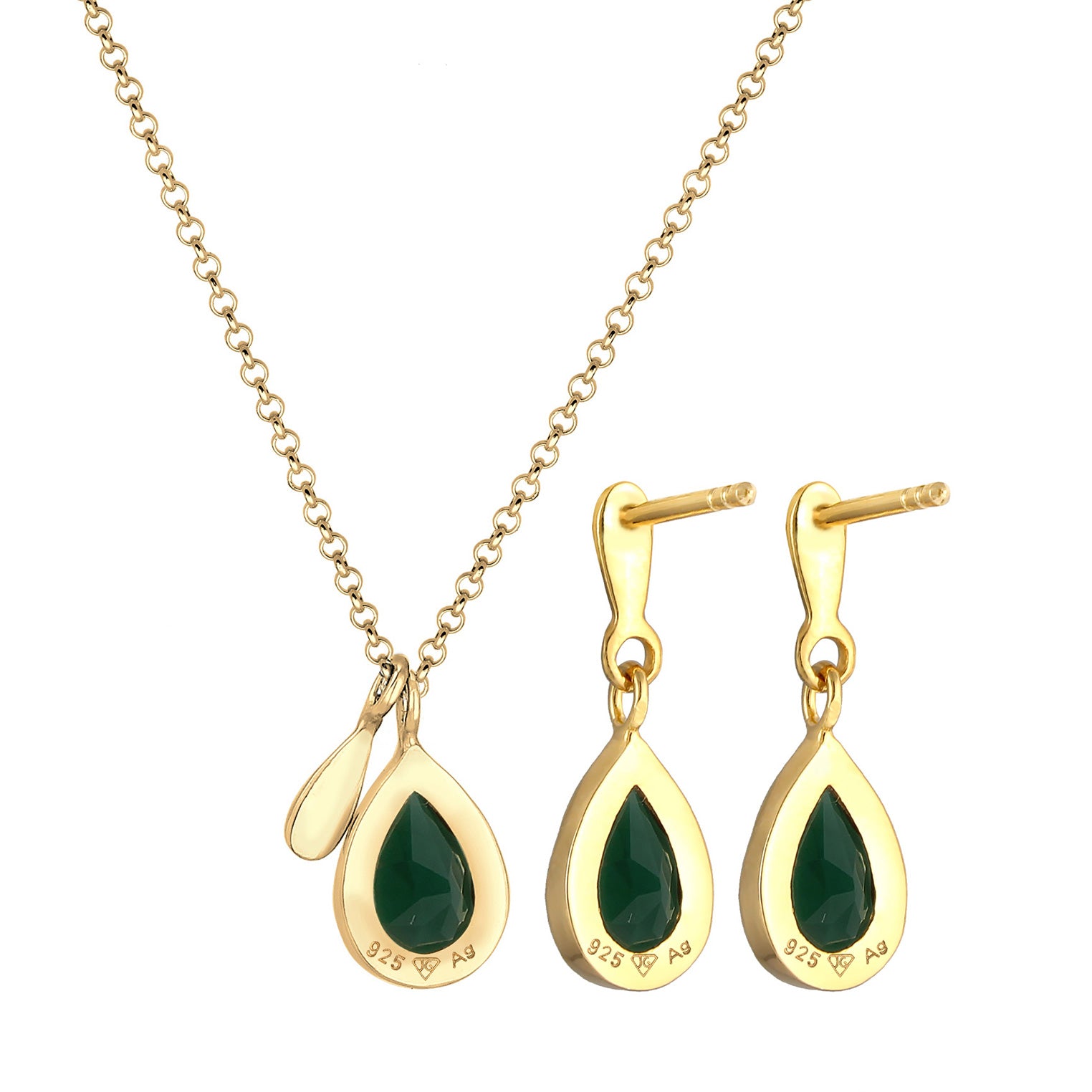Gold Perhiasan Wanita Perak Asli - Silver Perhiasan Set Drop Pendant Quartz Gemstones Gold Plated