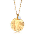 Gold Kalung Perhiasan Perak 925 Wanita Coin Pendant Organic Design Moonstone Gemstone Gold Plated