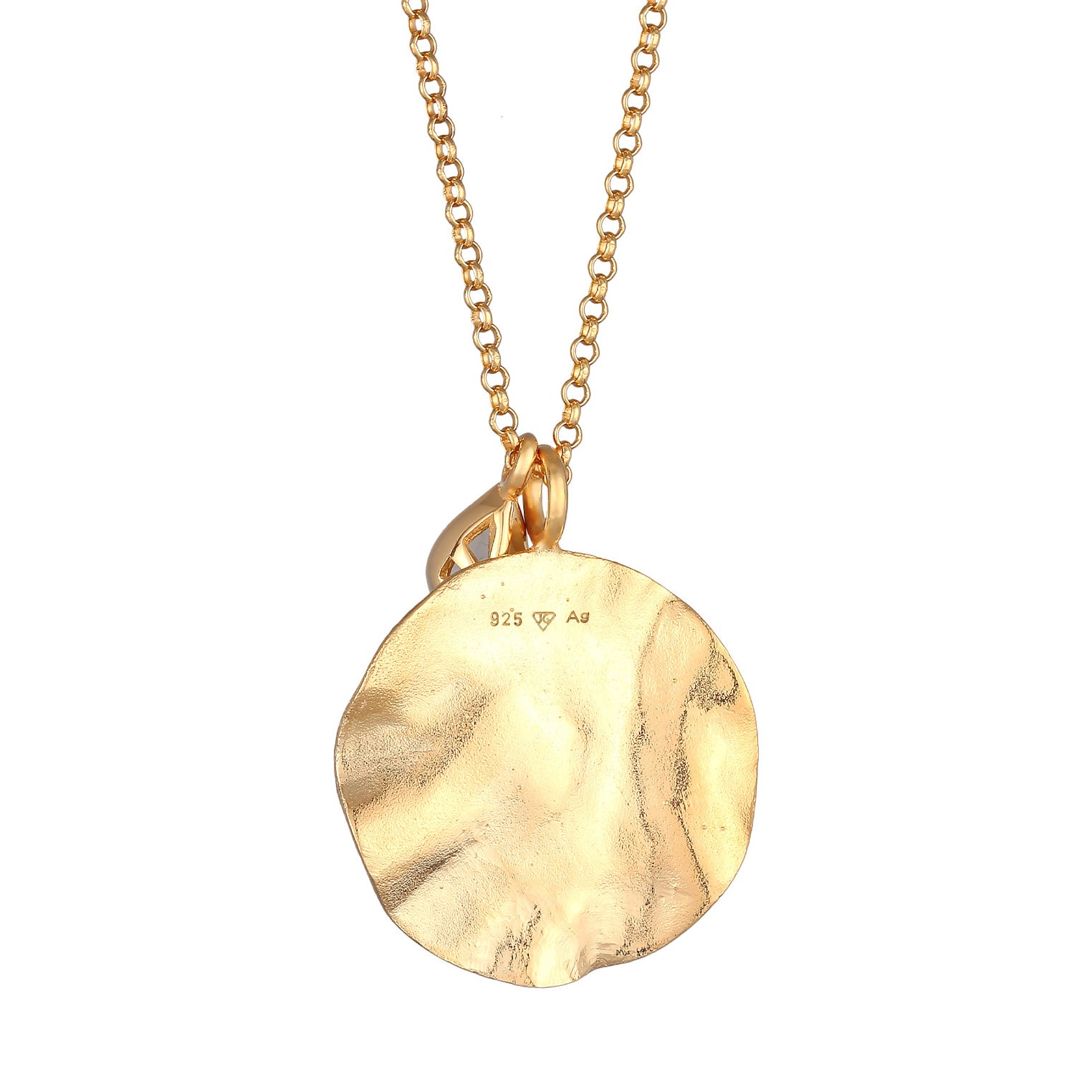 Gold Kalung Perhiasan Perak 925 Wanita Coin Pendant Organic Design Moonstone Gemstone Gold Plated