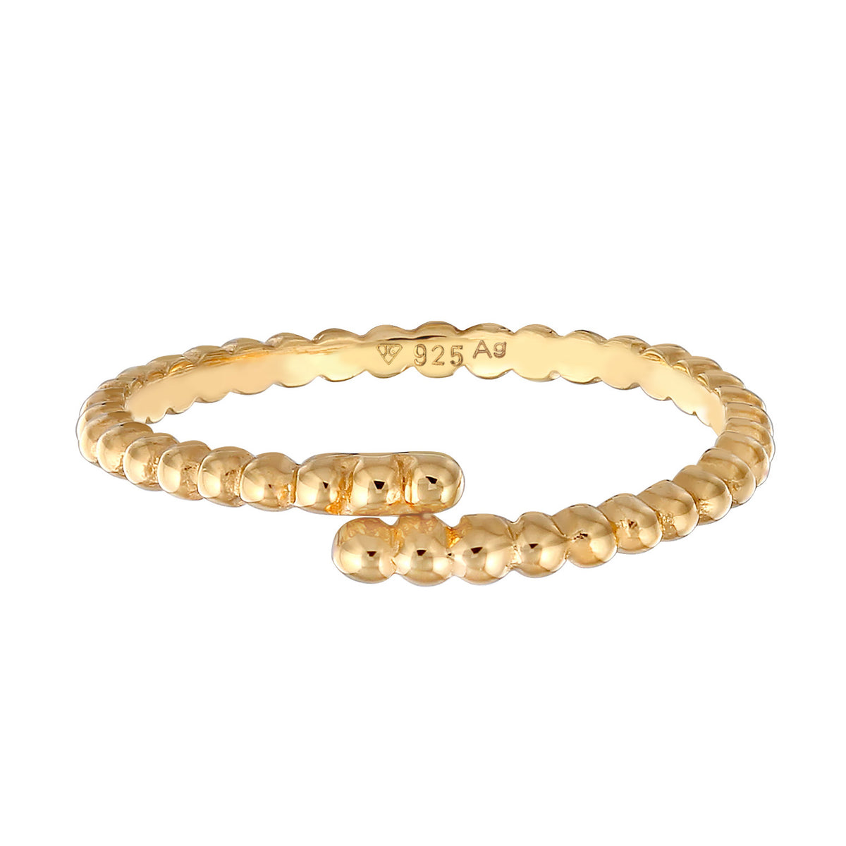 Ladies Band Ball Design Open Adjustable in 925 Sterling Silver Gold Plated