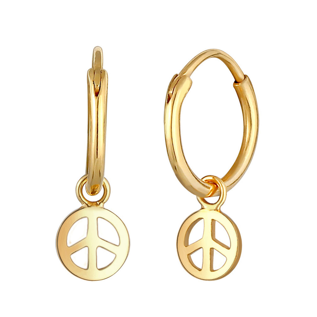 Gold Perhiasan Wanita Perak Asli - Silver Anting Creoles Peace Symbol Boho Lapis Emas