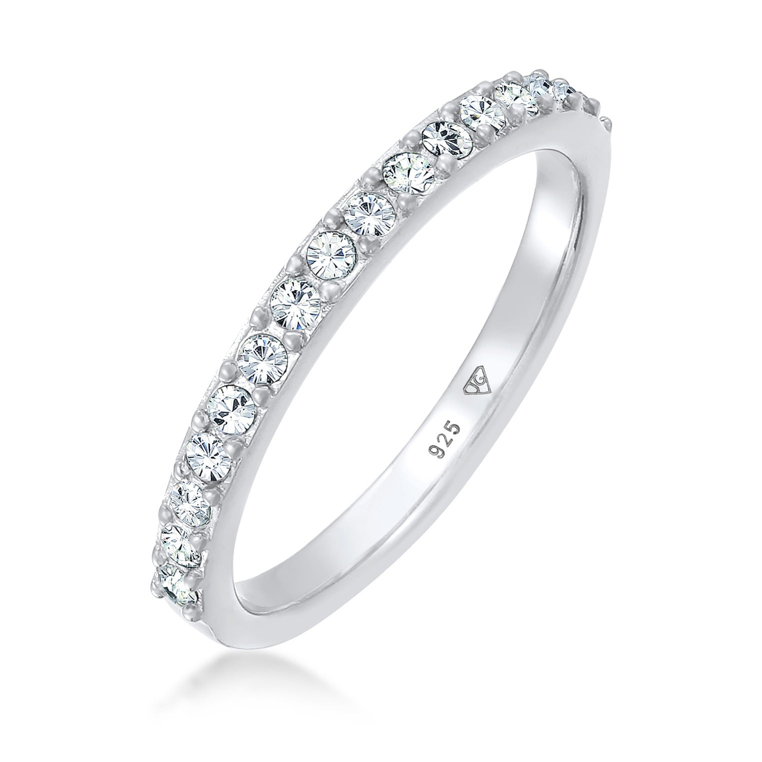 Silver Perhiasan Wanita Perak Asli - Silver Cincin Band Memoire Elegant with Crystals