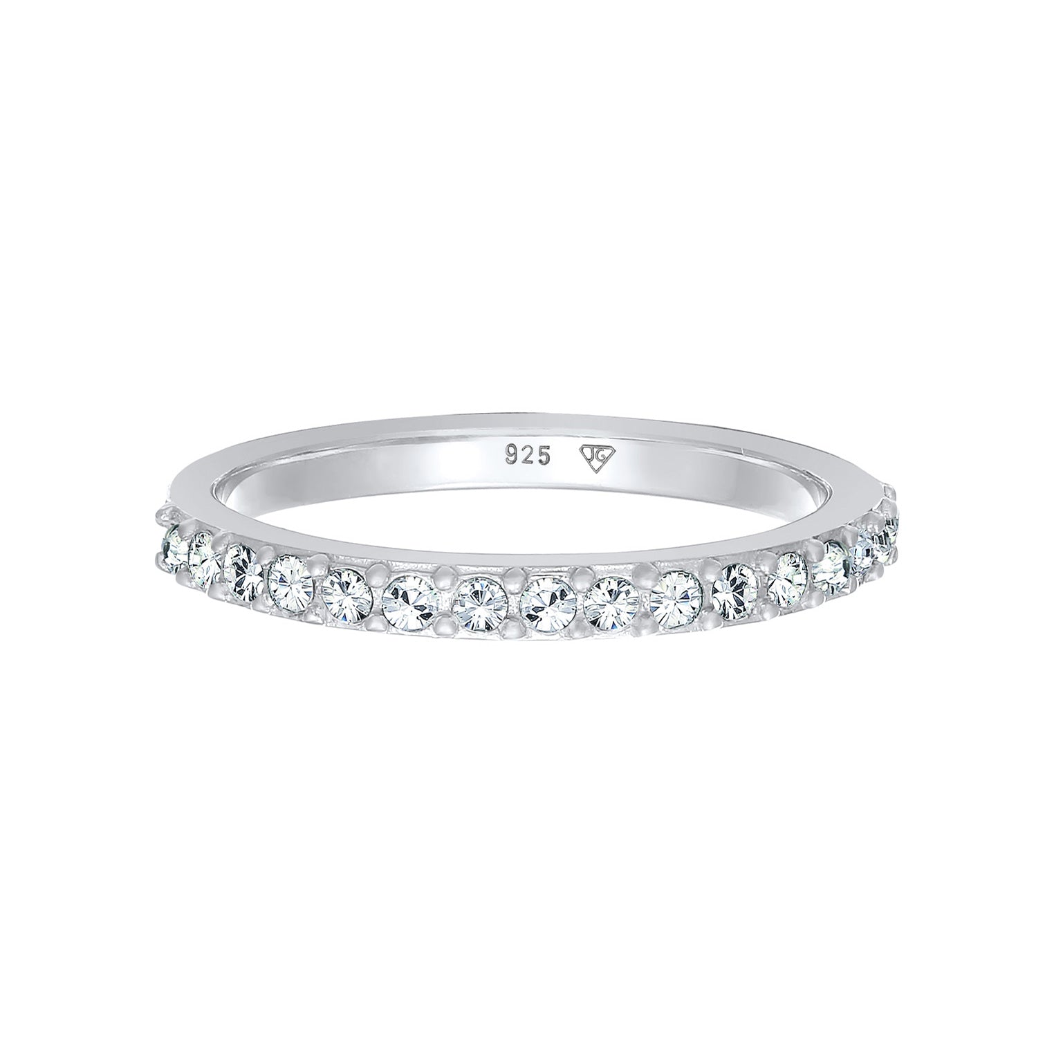 Silver Perhiasan Wanita Perak Asli - Silver Cincin Band Memoire Elegant with Crystals