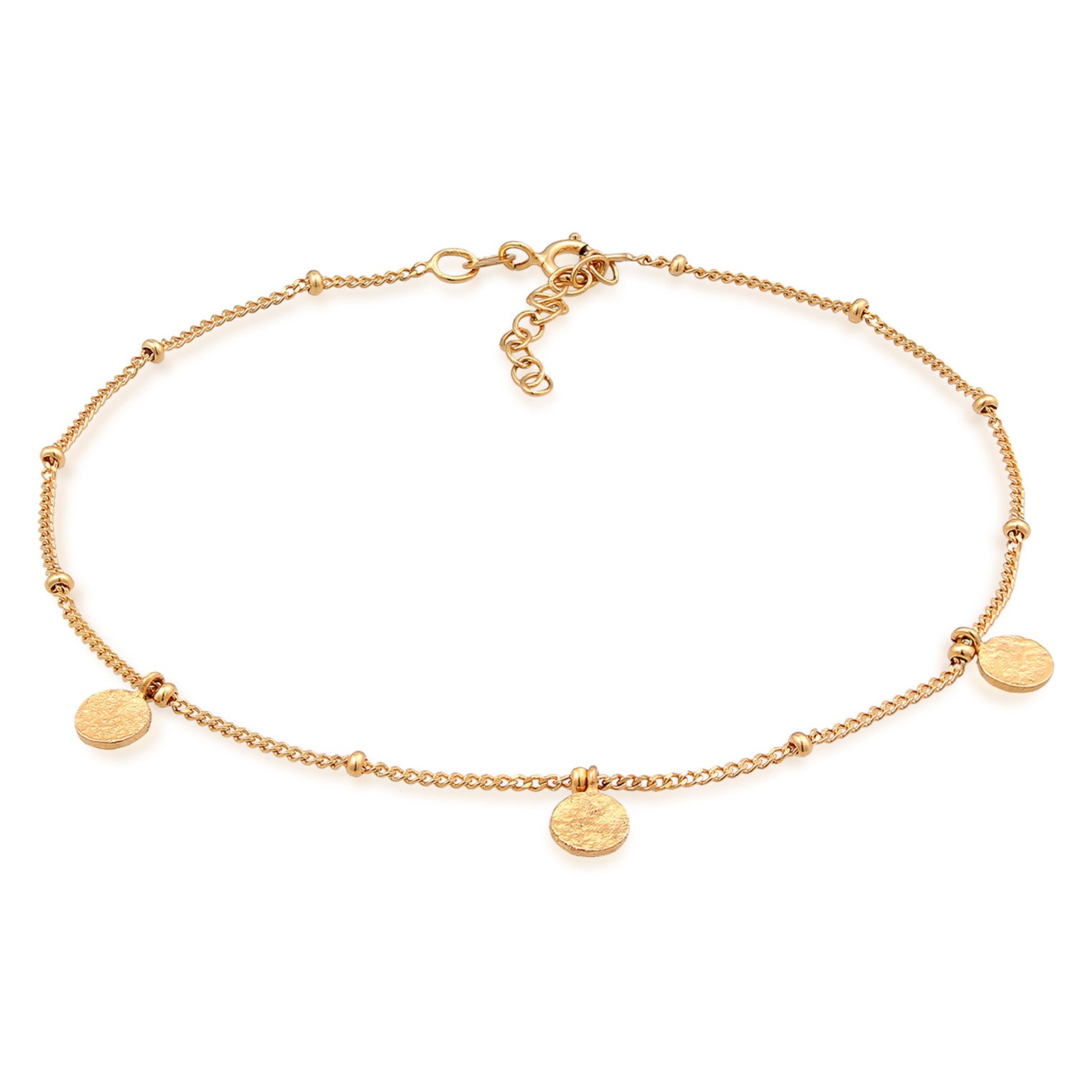 Gold Perhiasan Wanita Perak Asli - Silver Gelang Kaki Satellite Chain Gold Plated