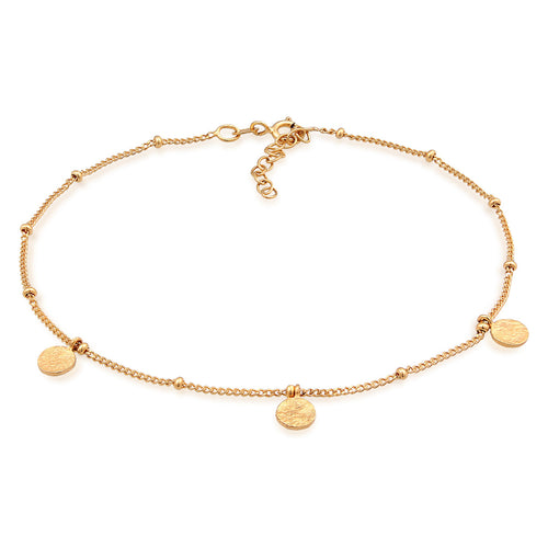 Gelang kaki perak 925 lapis emas dengan satellite chain elegan Elli Jewelry