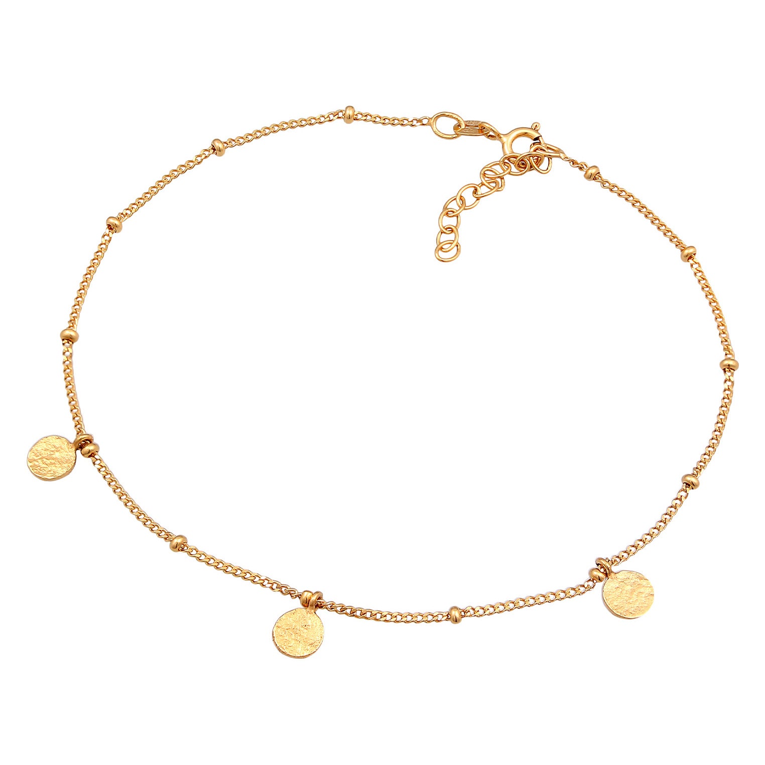 Gold Perhiasan Wanita Perak Asli - Silver Gelang Kaki Satellite Chain Gold Plated