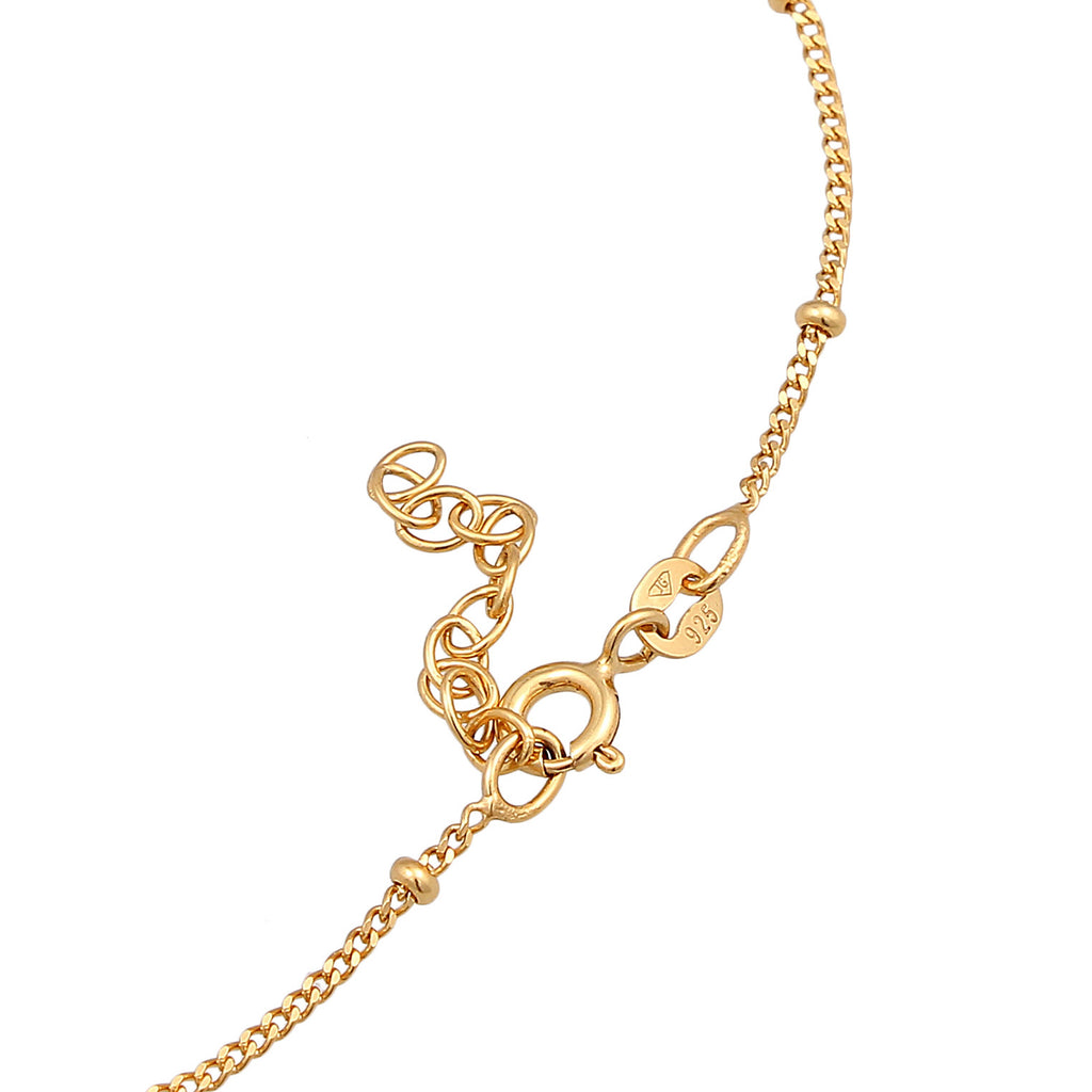 Gold Perhiasan Wanita Perak Asli - Silver Gelang Kaki Satellite Chain Gold Plated