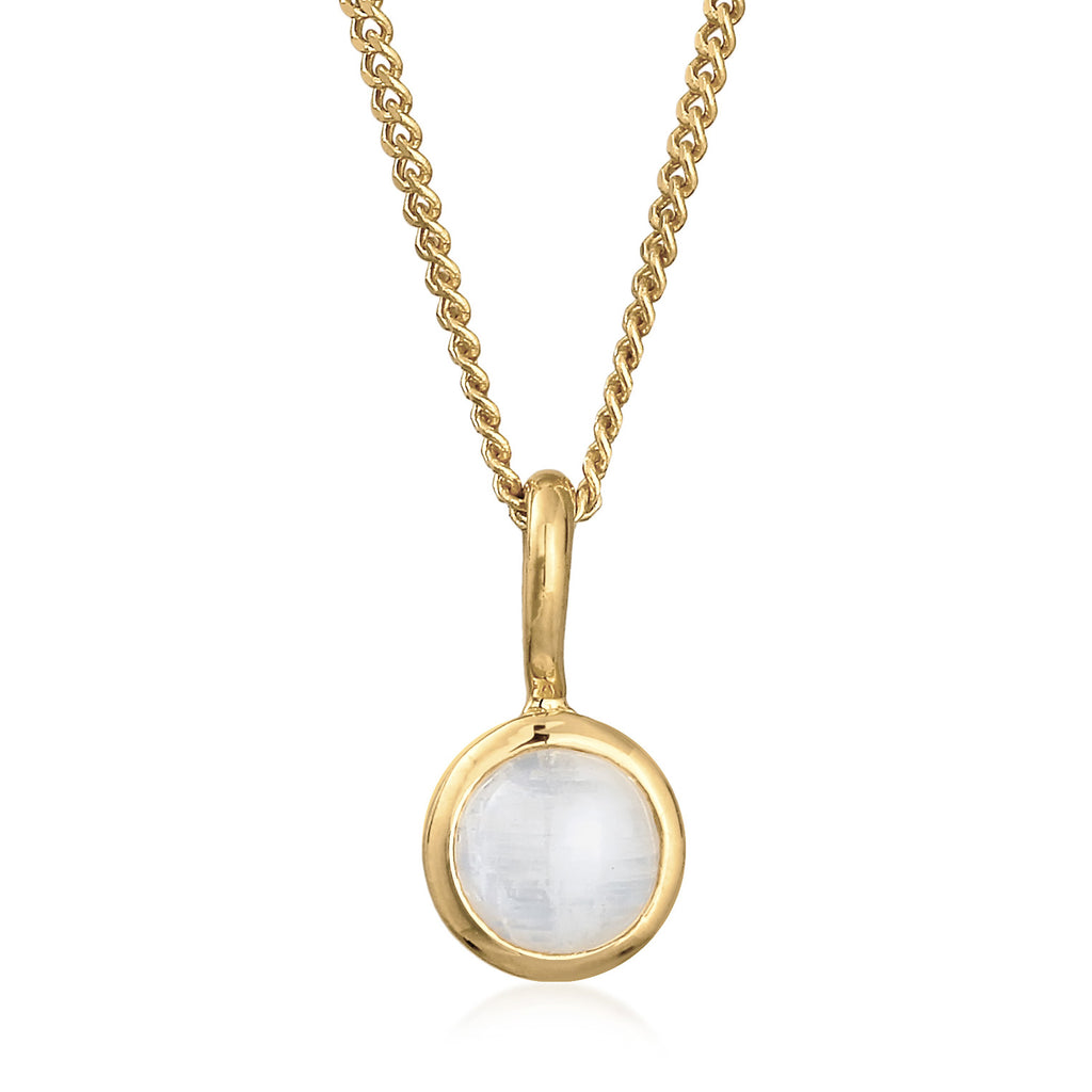 Gold Kalung Perhiasan Perak 925 Wanita Circle dengan Moonstone Gold Plated