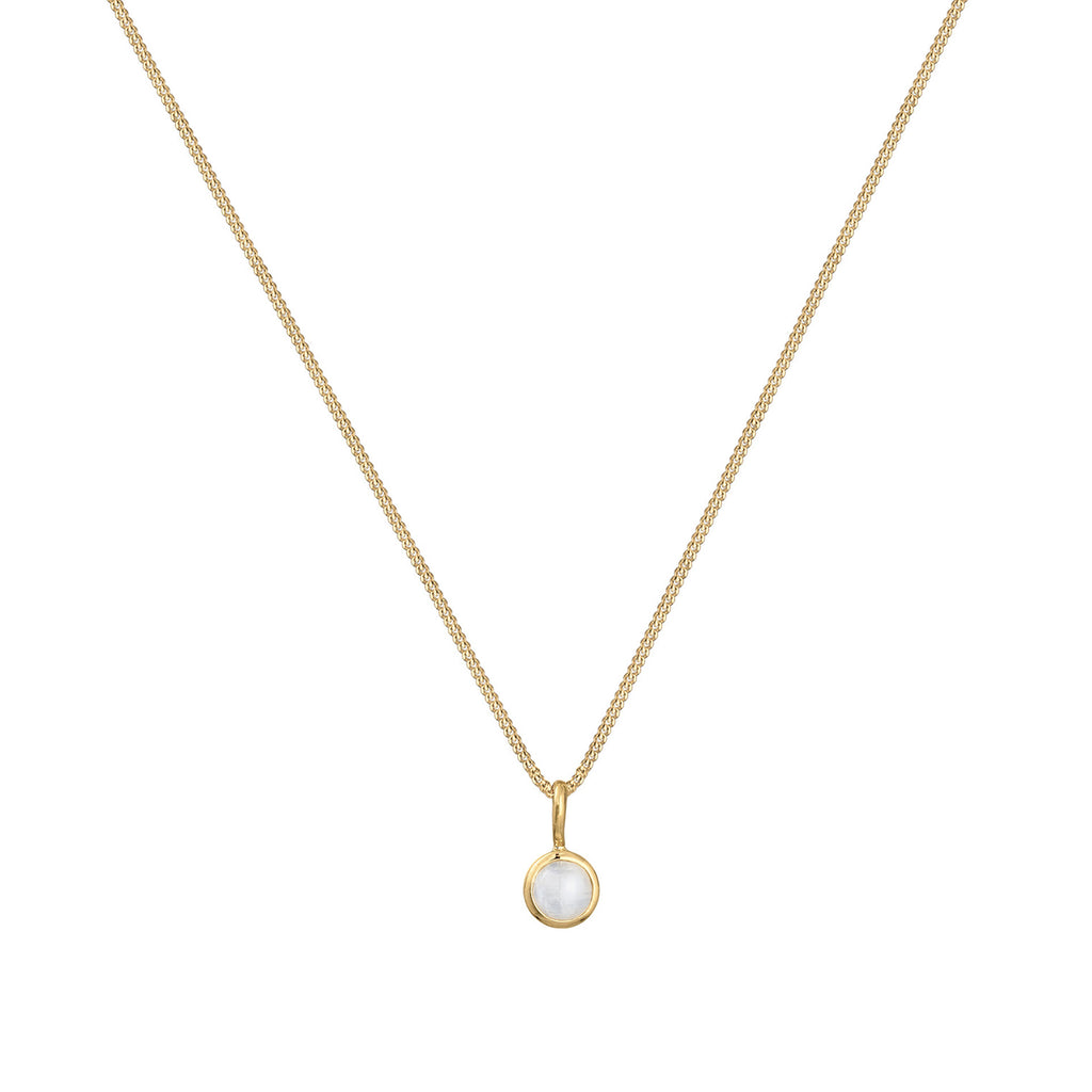 Gold Kalung Perhiasan Perak 925 Wanita Circle dengan Moonstone Gold Plated