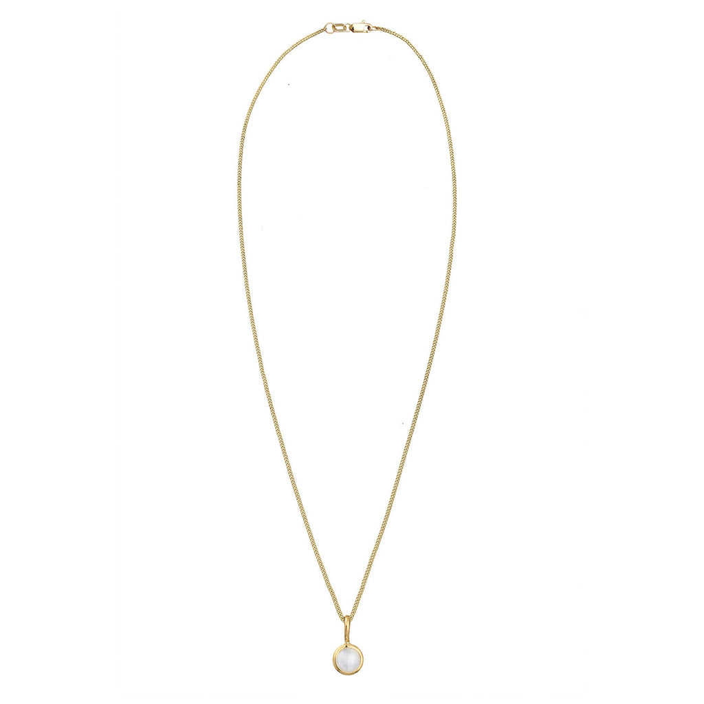 Gold Kalung Perhiasan Perak 925 Wanita Circle dengan Moonstone Gold Plated