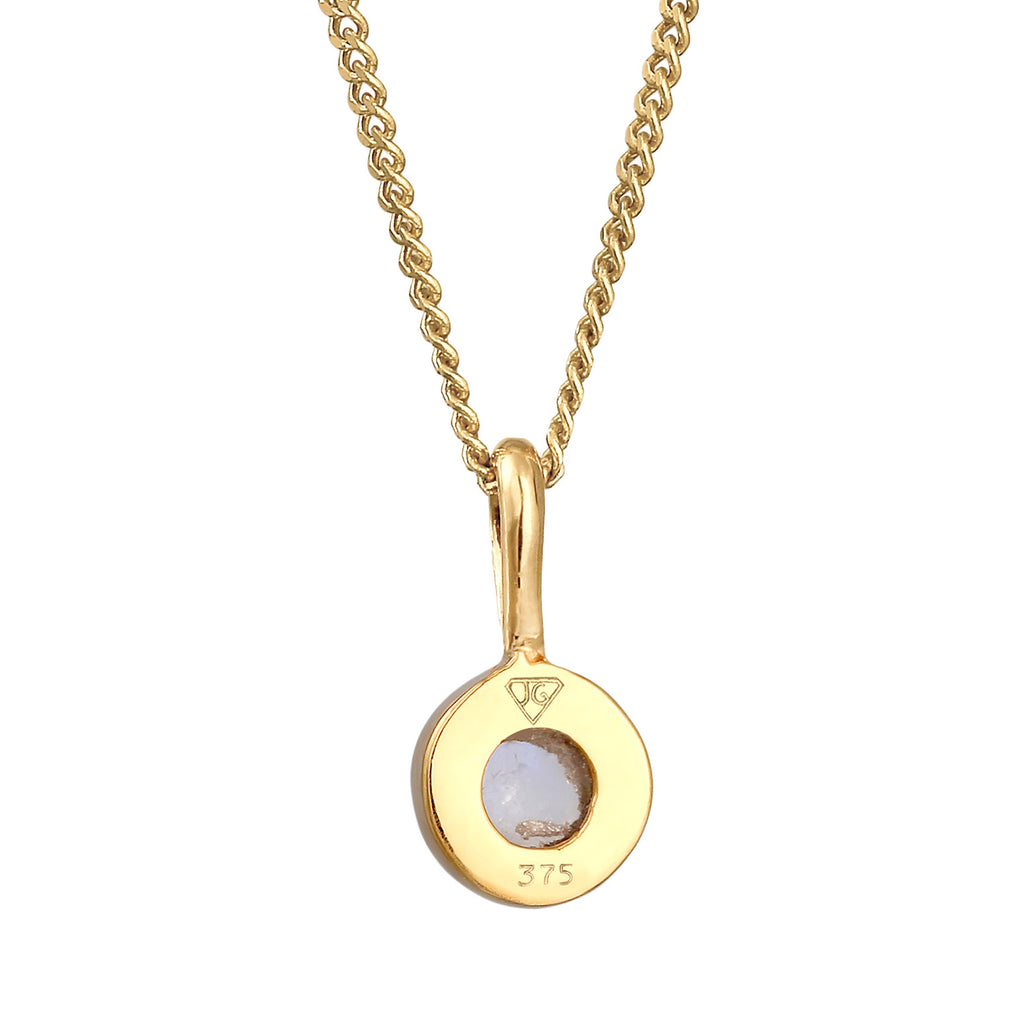 Gold Kalung Perhiasan Perak 925 Wanita Circle dengan Moonstone Gold Plated