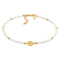 Gold Gelang Kaki Perhiasan Perak 925 Wanita Sun Beads Freshwater Pearls Gold Plated