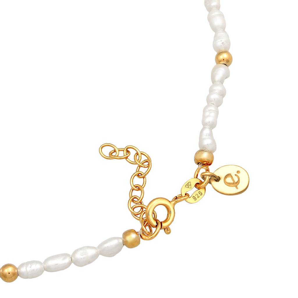 Gold Gelang Kaki Perhiasan Perak 925 Wanita Sun Beads Freshwater Pearls Gold Plated