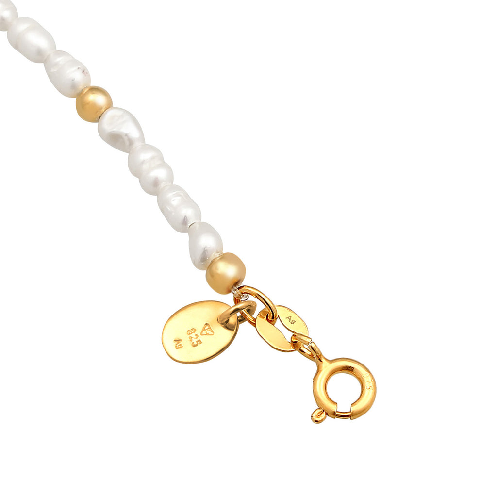 Gold Gelang Kaki Perhiasan Perak 925 Wanita Sun Beads Freshwater Pearls Gold Plated