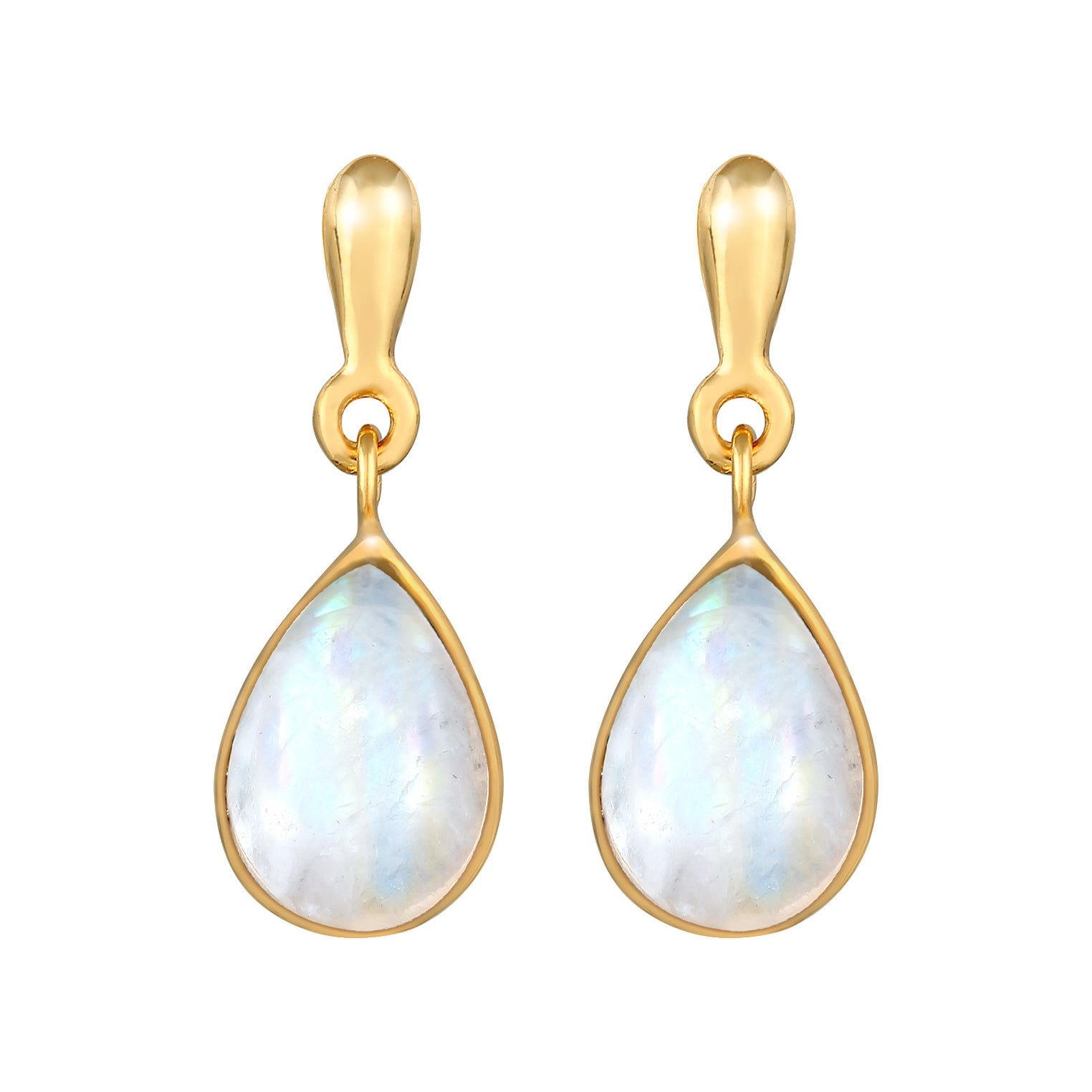 Gold Perhiasan Wanita Perak Asli - Silver Anting Ear Hanger Drop Elegant Moonstone Gold Plated