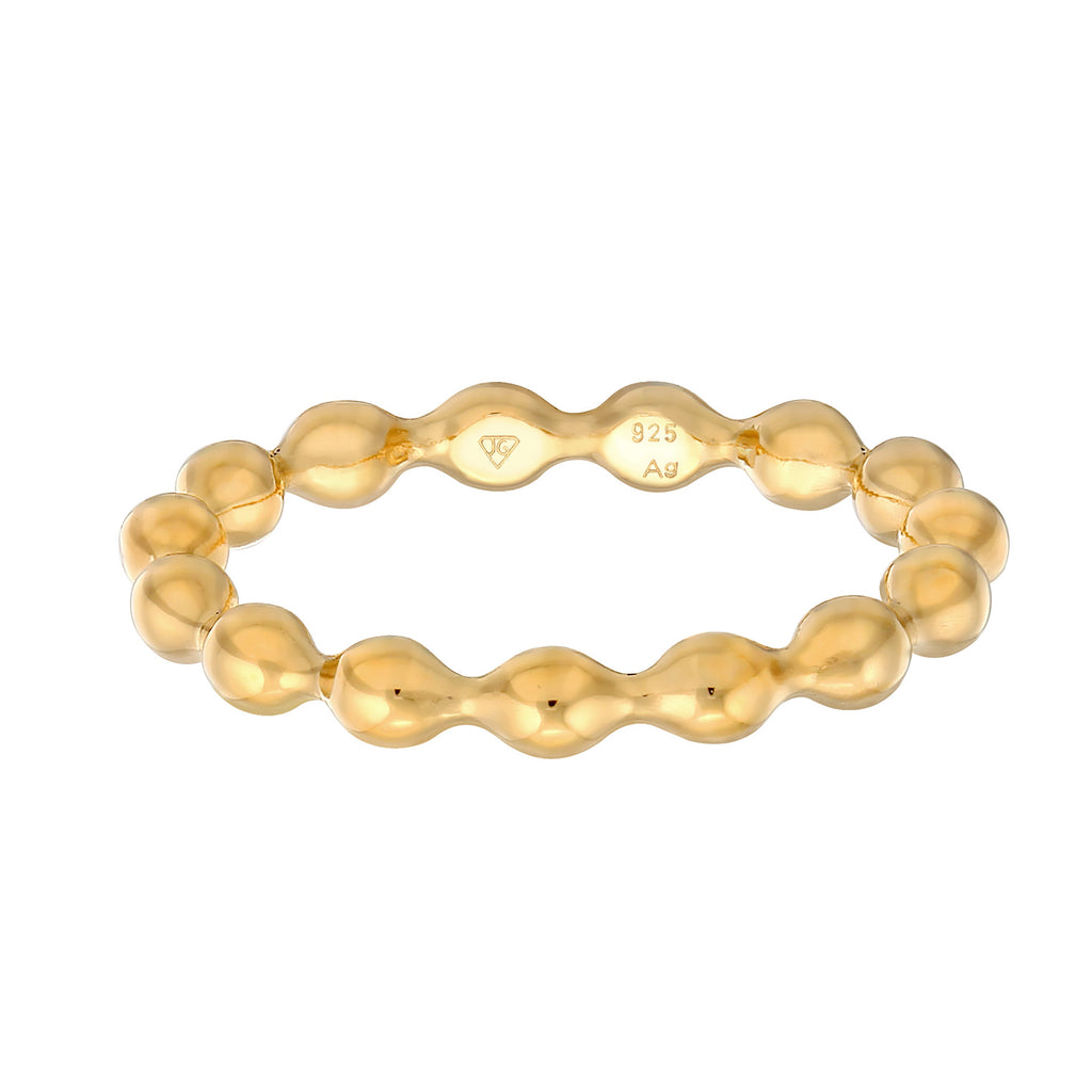 Ring Ball Stack Plain 925 Sterling Silver Gold Plated