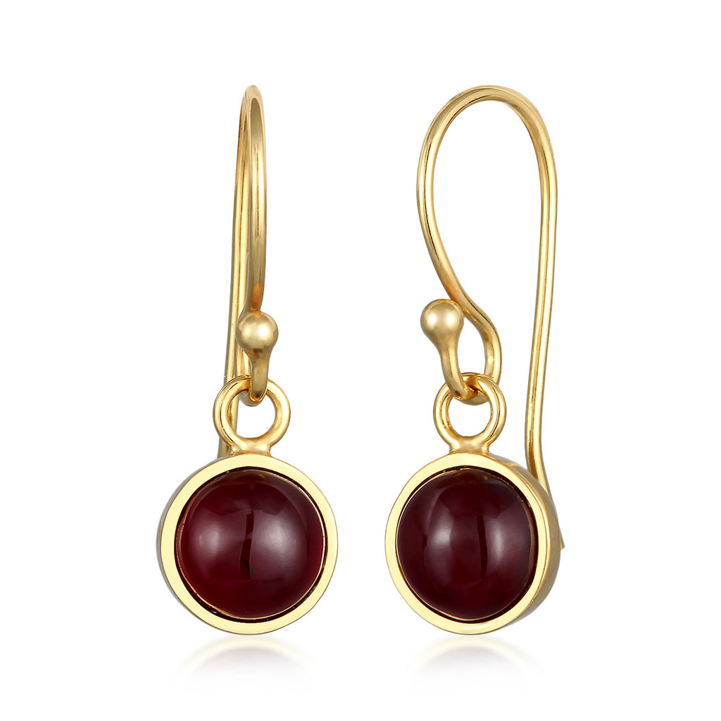 Gold Anting Perhiasan Perak 925 Wanita Ear Hanger Garnet Gemstone Gold Plated