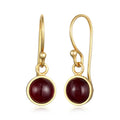 Gold Anting Perhiasan Perak 925 Wanita Ear Hanger Garnet Gemstone Gold Plated
