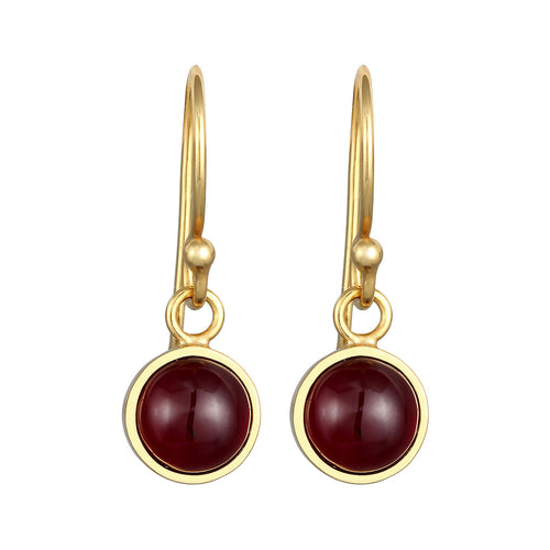Gold Anting Perhiasan Perak 925 Wanita Ear Hanger Garnet Gemstone Gold Plated