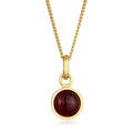 Gold Kalung Perhiasan Perak 925 Wanita Solitaire Basic Round Garnet Gemstone Gold Plated