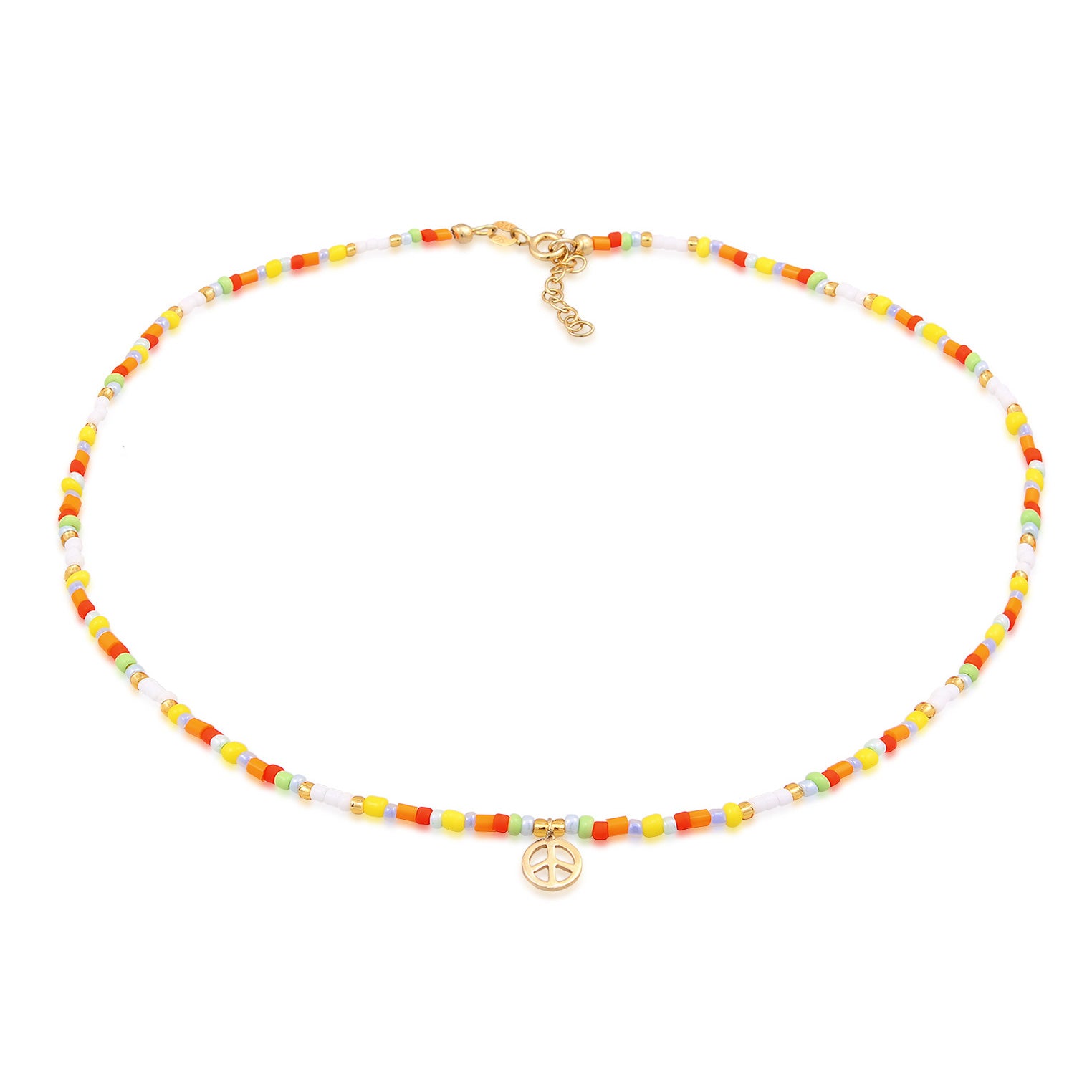 Gold Kalung Perhiasan Perak 925 Wanita Choker Peace Pendant Beads Boho Gold Plated