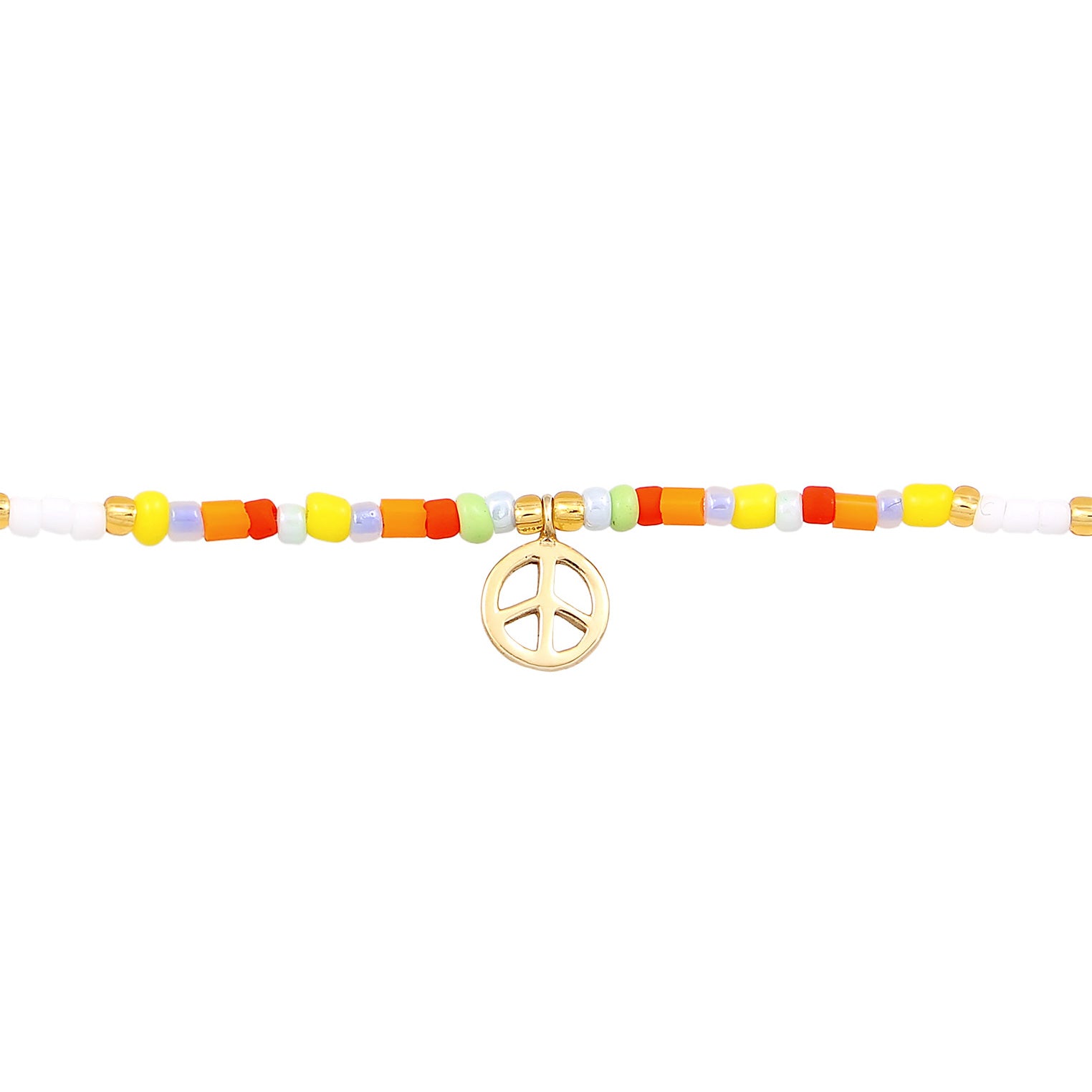 Gold Kalung Perhiasan Perak 925 Wanita Choker Peace Pendant Beads Boho Gold Plated