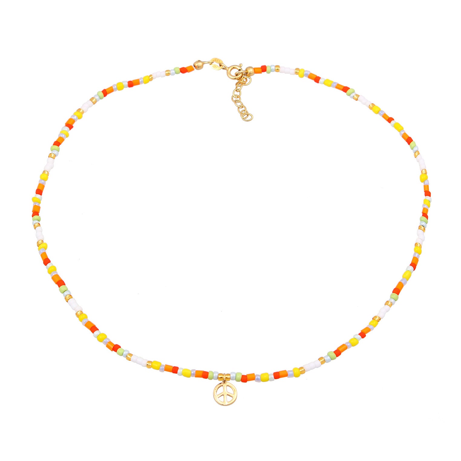 Gold Kalung Perhiasan Perak 925 Wanita Choker Peace Pendant Beads Boho Gold Plated